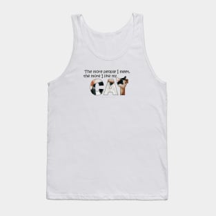 The more people I meet the more I like my cat - black and white cat oil painting word art Tank Top